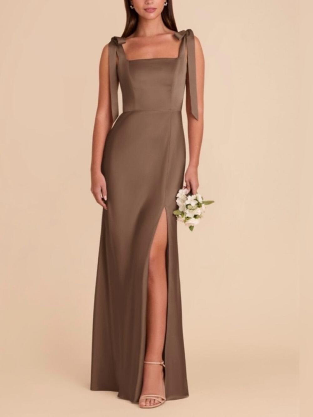Birdy Grey Alex Dress Matte Satin Mocha Brown Large NWT